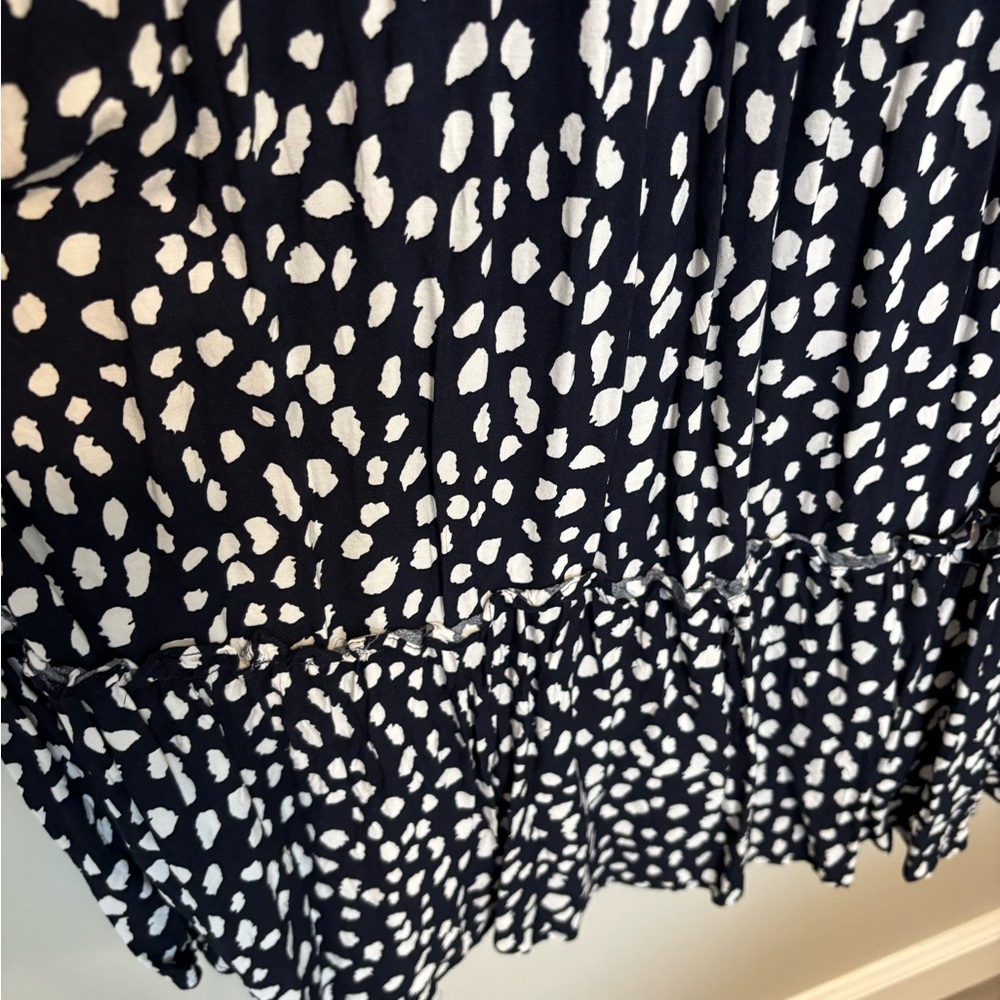 Navy blue and white smock dress with adjustable straps - Picture 6 of 11